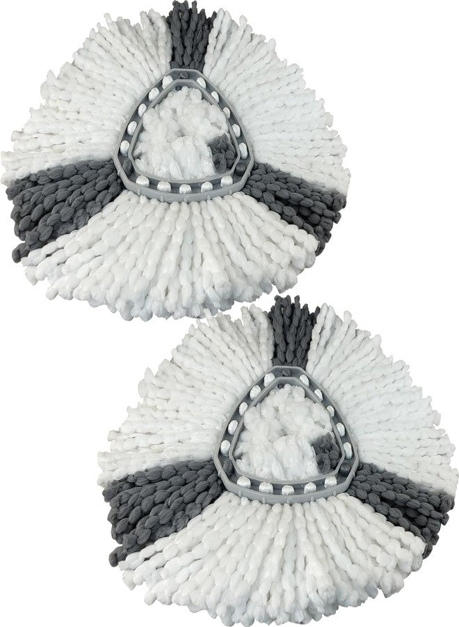 Primeway® Microfibre Triangular Mop Head | Replacement Refill for Spin Mop | Water Absorbent | All Surface Floor Cleaning | 115 Grams Each | 36 cm Diameter | White & Grey | Pack of 2 Refills - Image 1